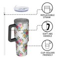 thumbnail image 4 of 40oz Pioneer Flower Floral Print Pattern Insulated Tumbler with Handle, BPA-Free Leak Proof Lid and Straws, Double Wall Vacuum, Hot 12h/Cold 34h, 4 of 6
