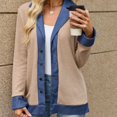 thumbnail image 5 of JUUNthy Cardigan Blazer for Women, Denim Collar Long Sleeve Button Front Knit Outerwear for Daily & Business Casual Khaki XL, 5 of 13