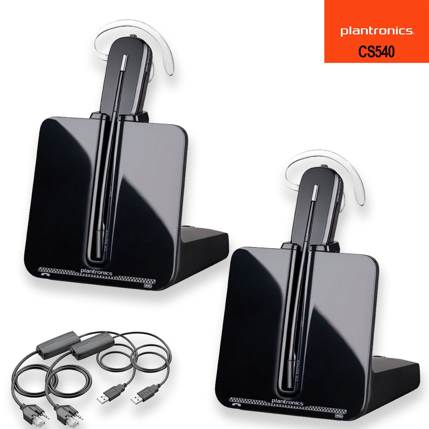 Plantronics CS540 Wireless Headset System + APU72 Hook Switch Cable