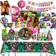 thumbnail image 2 of Decoración para fiesta de cumpleaños con temática de niña y oso de Disney, pegatinas de dibujos animados, suministros, globos, vajilla desechable, pancarta para niños, fondo para tarta, 2 of 5