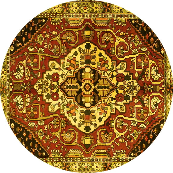Ahgly Company Indoor Round Persian Yellow Traditional Area Rugs, 6' Round