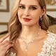 thumbnail image 2 of Juego de joyas de boda para mujer, circonita cúbica blanca, perlas florales, vides nupciales, 2 of 4