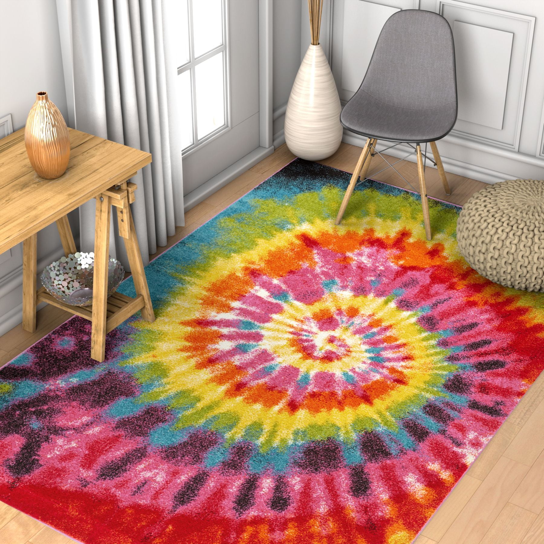 Tie Dye Retro Rainbow Trippy Multi Hippie Red Orange Yellow Green