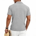 thumbnail image 6 of FRSASU Men's Casual Polo Shirt Summer Short Sleeve Vacation Button Down Beach Knit Stretchy Golf Shirts Gray, 6 of 7
