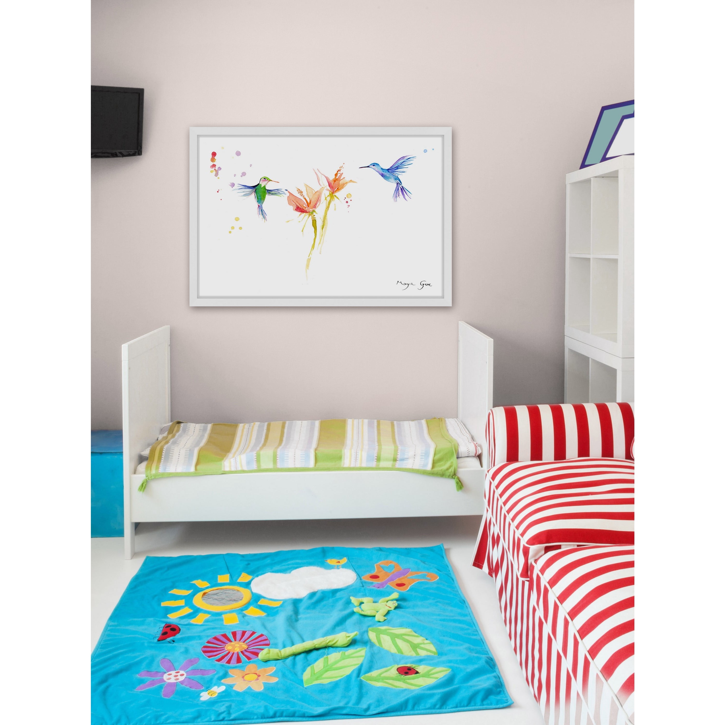 Marmont Hill "Hummingbirds Hover" by Maya Gur Framed Painting Print