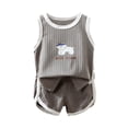 thumbnail image 2 of ITSAME Boys Outfit Set, Crewneck Printed Tank Top and Shorts Summer Casual Comfort Clothes 2-Piece Gray Size 0-1T, 2 of 7