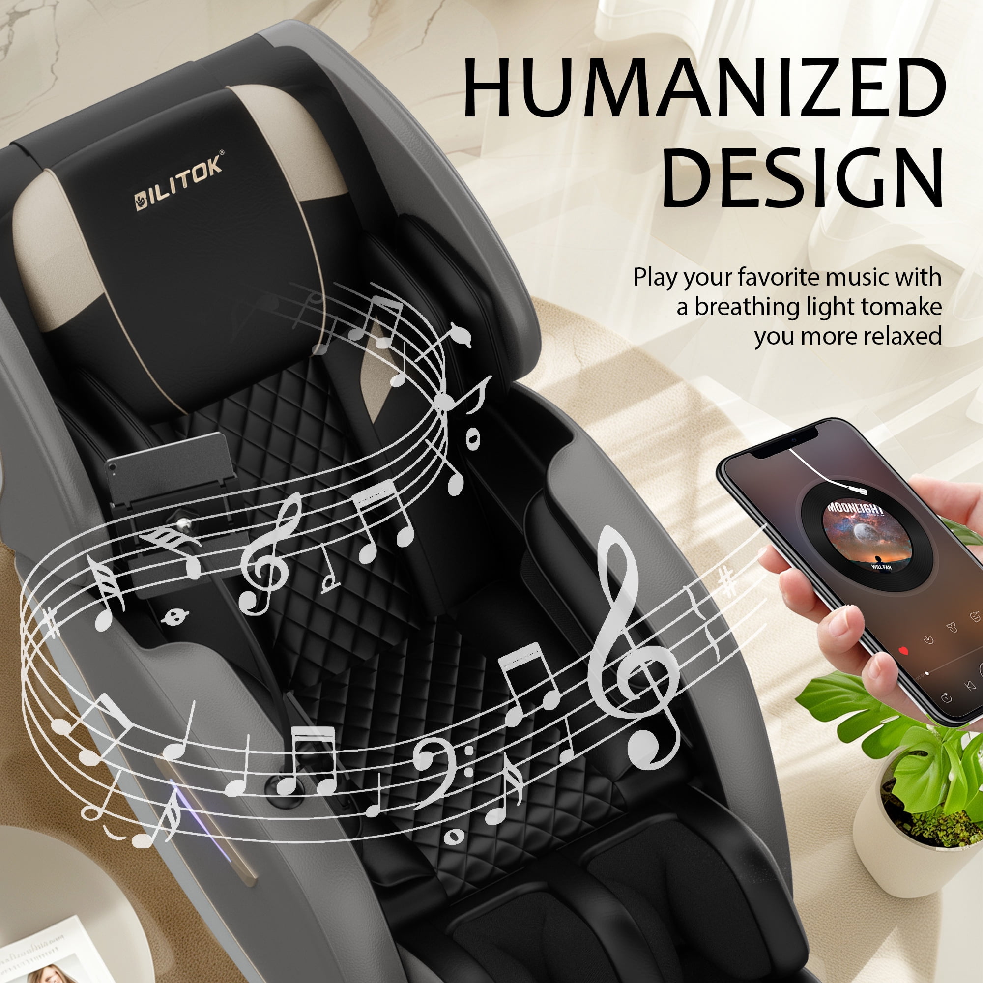AENKYO Full Body Zero Gravity Massage Chair with Heating, Airbags, Bluetooth Speaker, Foot Roller, and Touch Screen Control Gray
