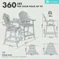 thumbnail image 6 of Buballino Bar-Height Adirondack Outdoor Wooden Chairs Set - 2-Piece, Double-Layer Connecting Tray Included, Gray, 6 of 9