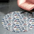 thumbnail image 4 of Blue, Red, Yellow Sailboat Pattern Round Carpet Circle Rug Outdoor Patio Area Rug Washable Large Area Rugs Hallway Room Decor Fitness Mats, 4 of 8
