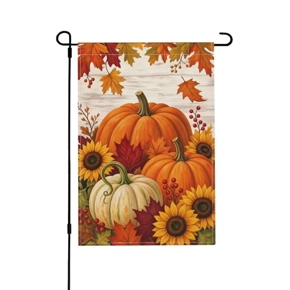 Garden Flag with Pumpkin and Sunflower Design for Outdoor Decor 12x18 Inch