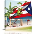 thumbnail image 1 of Canvas Wall Art Summer Beach Puerto Rico Flag Picture Modern Artwork Printed on Canvas - Oil Painting for Wall Decor - Stretched and Framed Ready to Hang(12" x 12"), 1 of 6