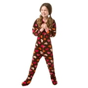 Big Feet Pjs Kids Footed One Piece Sleeper Chocolate Brown with Hearts Footed Pajamas