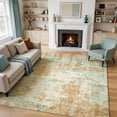 thumbnail image 4 of Toyoso Natural 9x12 Extra Large Area Rug - Sage Green & Gold Abstract Silicone Carpet, Earthy Watercolor Design, Washable Rug for Open Concept Floor Plans & Large Dining Rooms, 4 of 9