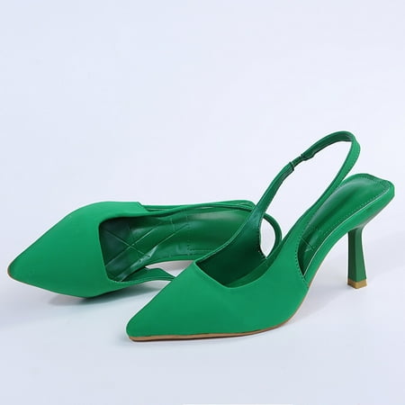 

Cathalem Heels Elastic Sandals Toe Solid Single High Pointed Women Color Shoes Casual Band Women s High Heels for Women Clear Green 8.5
