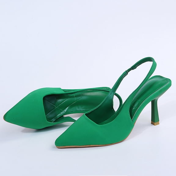 Vedolay Pumps For Summer Womens High Heels Back Zipper Solid Color Flip Flop High Heels Shoes,Green 9