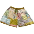 thumbnail image 4 of Unisex Boho Bohemian Hippie Rayon Patchwork Festival Shorts One Size Elasticated Waist Comfy Shorts / Parrot Green, 4 of 9