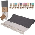 thumbnail image 5 of Nova Luxury Linen Quick Dry Turkish Beach Towels 100% Organic Cotton, Black, 5 of 7