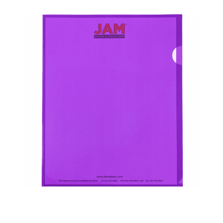 Jam Paper Plastic Sleeves 9 x 11 1/2 Purple 120/Pack