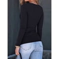 thumbnail image 5 of Womens Long Sleeve Shirts Square Neck Tops Ribbed Knit Basic Crop Tops Fall Outfits Fashion Clothes Black XL, 5 of 8