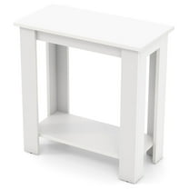 YYAo Dining Table,Side Table,Nightstand,2-Tier Modern Compact End Table with Storage Shelf-White