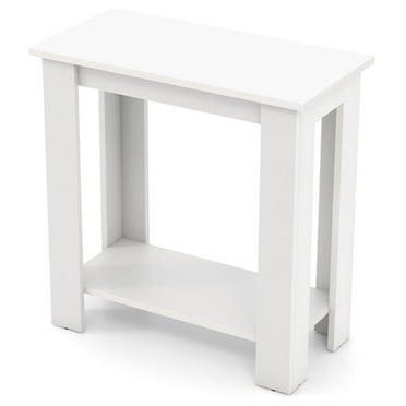 YYAo Dining Table,Side Table,Nightstand,2-Tier Modern Compact End Table with Storage Shelf-White