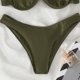 thumbnail image 5 of Conjunto de bikini para mujer Traje de baño elástico de dos piezas con aros acolchado y un hombro recortado Traje de baño elástico sin espalda OD Verde M, 5 of 8