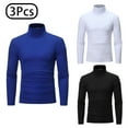 thumbnail image 2 of Lejafay Men's 3 Pcs Mock Neck Shirts Long Sleeve Turtleneck Pullover Tops Black&Royal Blue&White XXL, 2 of 6