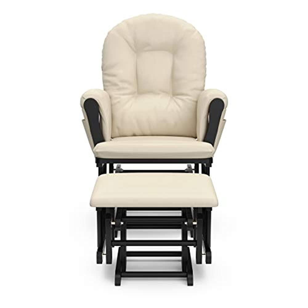 Storkcraft Hoop Glider and Ottoman Black with Beige Cushions - image 3 of 10