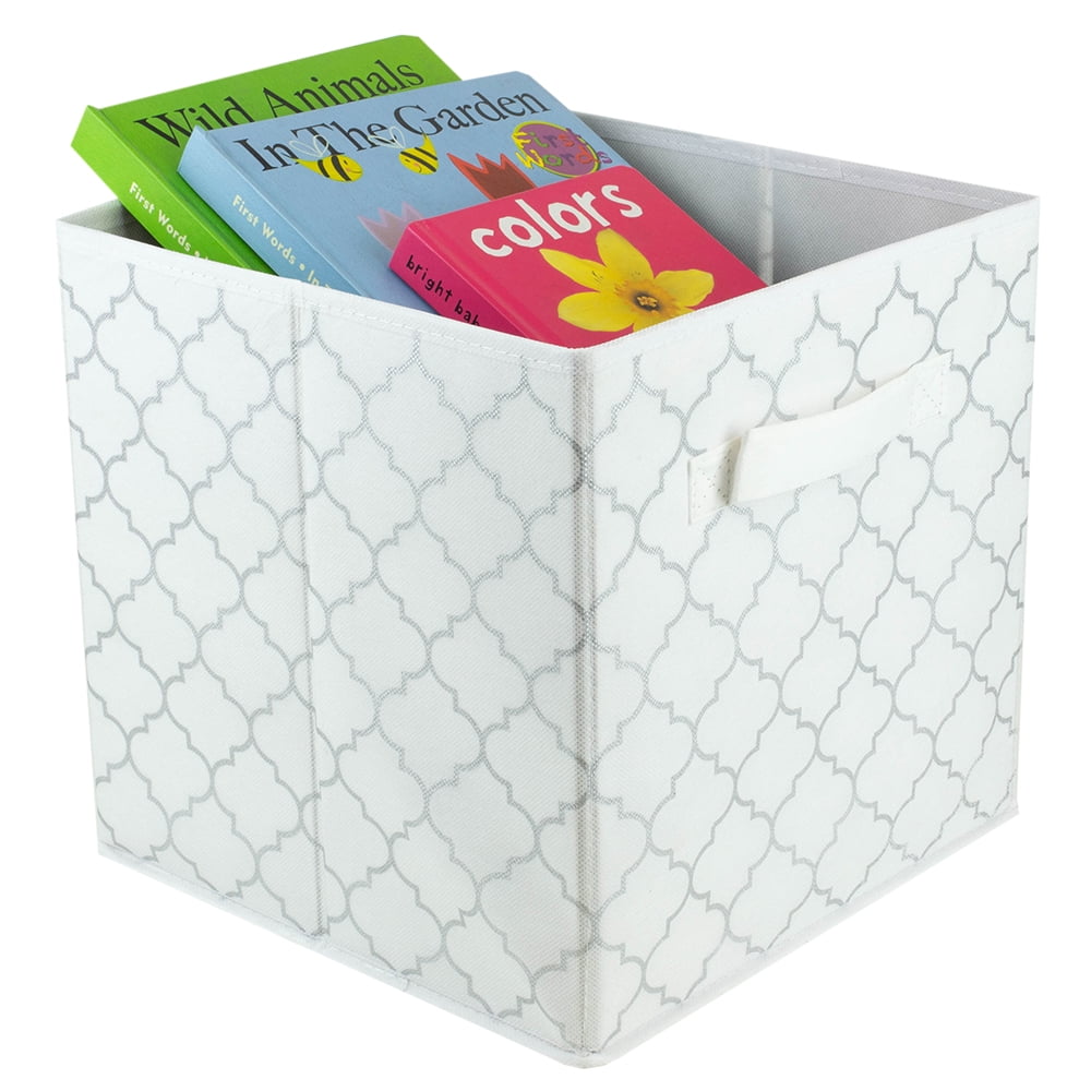 Metallic Lattice Collapsible NonWoven Storage Cube, White