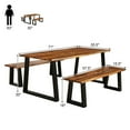 thumbnail image 2 of Gymax Ensemble de Table de Pique-Nique en Bois d'Acacia 3 Pcs Table Banc Extérieur Patio, 2 of 9