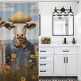 thumbnail image 6 of Farmhouse Highland Cow Funny Cattle And Flower Shower Curtain Fabric Bathroom Decor with Hooks, 6 of 8