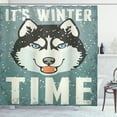 thumbnail image 1 of Ambesonne Alaskan Malamute Shower Curtain, Retro Poster, 69"Wx70"L, Slate Blue Black White, 1 of 3