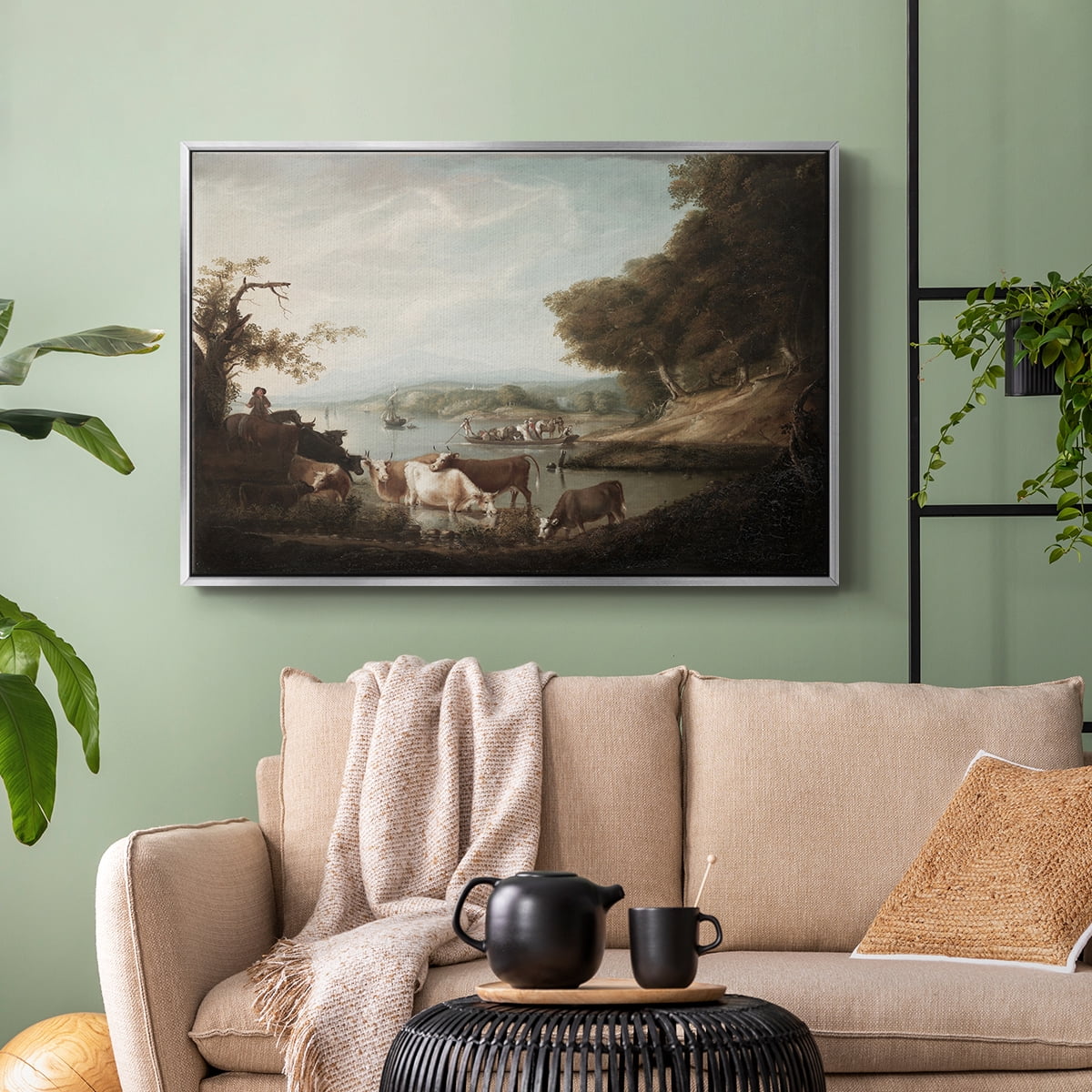 Vintage Animal Print-XXIII By Wexford Home Framed in Silver Wood Gallery Wrapped Canvas 27 in. x 41 in.