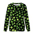 thumbnail image 5 of ASFGIMUJ Women St Pa Day T Shirts Crewneck Green Sweatshirt Raglan Sleeve Shirt Pullover Tops Loose Suitable Dressy Tops,Size M, 5 of 5