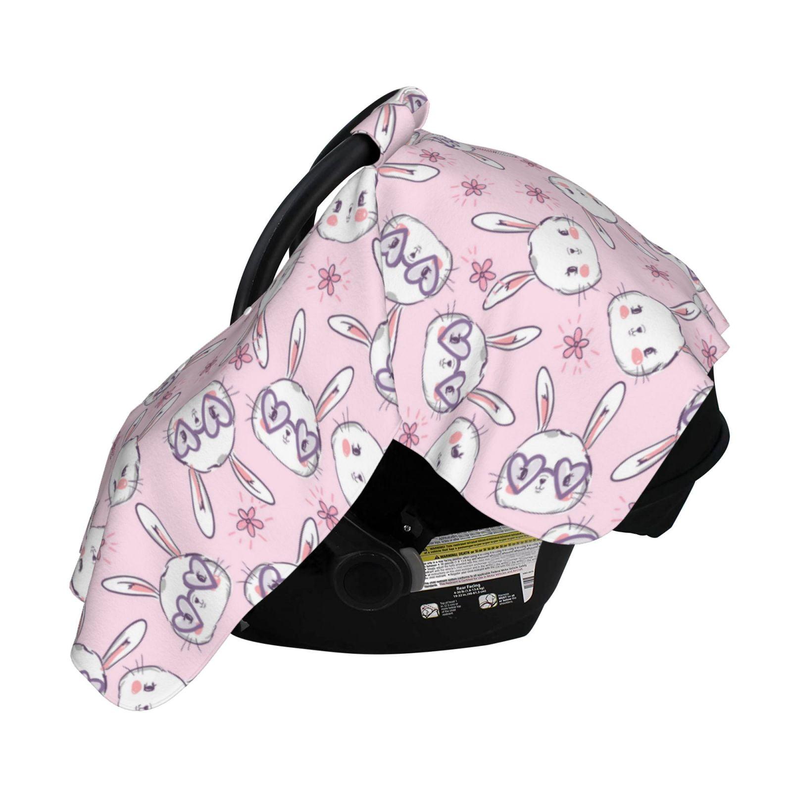 Naloa Cute Rabbit Flower Baby Car Seat Cover, Breathable Baby Carrier Cover, Multiuse Baby Carrier Cover & Nursing Breastfeeding Cover