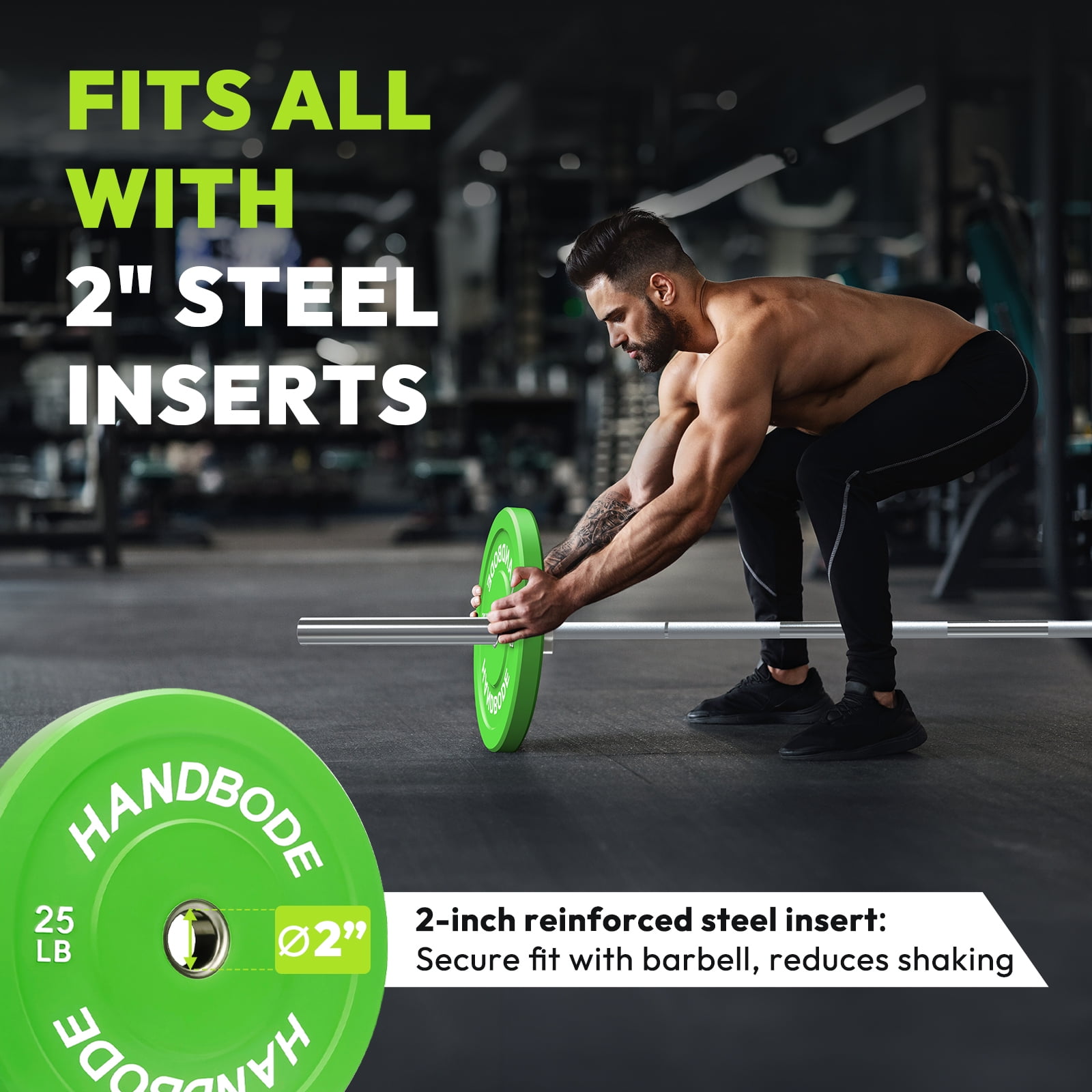HANDBODE 160LB Olympic Bumper Plates Set - Colored Rubber Weight Plates for Weightlifting, Strength Training