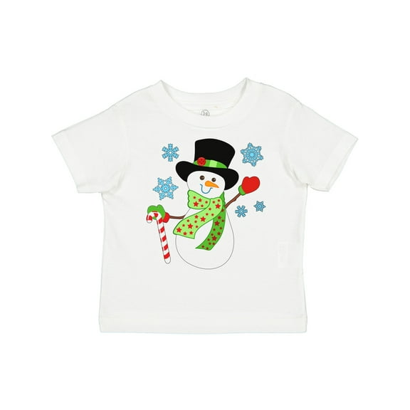 Inktastic Christmas Snowman in Top Hat with Candy Cane Boys or Girls Toddler T-Shirt
