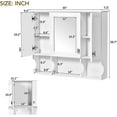 thumbnail image 3 of Bathroom Wall Cabinet with Mirror, Medicine Cabinet with 3 Doors and Adjustable Shelf, Space Saver Storage Cabinets Over The Toilet for Bathroom (35'' x 28'') (White), 3 of 7