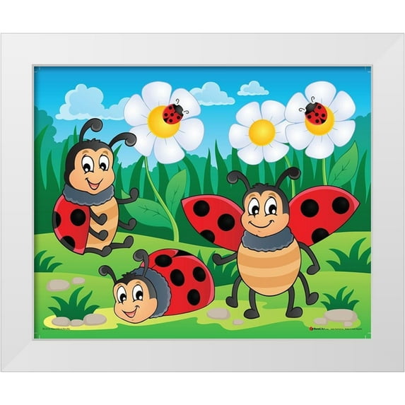 Viskova, Klara 31x26 White Modern Wood Framed Museum Art Print Titled - Ladybirds