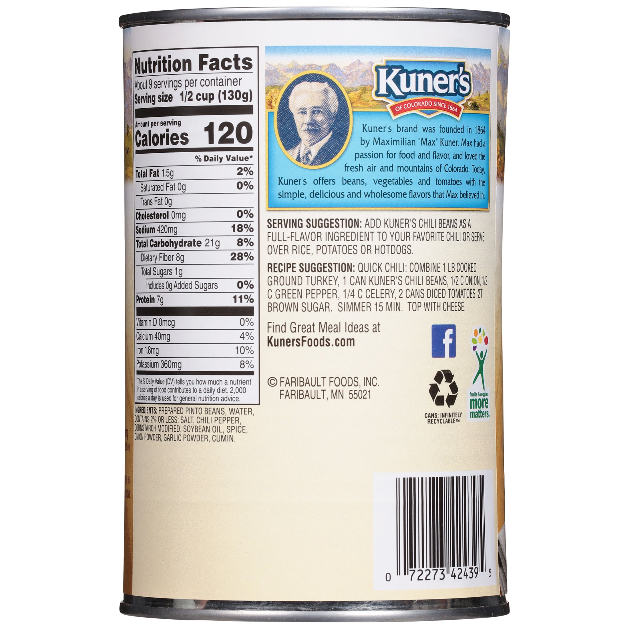 Kuner's Original Chili Beans 40 oz. Can