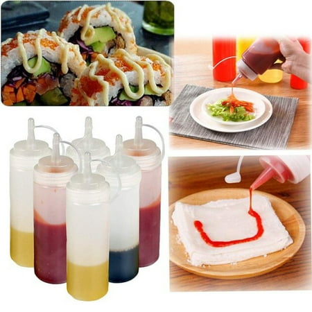 

HMPEAIIY 6 Pack 8 Oz Bottles Multipurpose Bottles For Condiments Dressing Reusable Containers With Lids Cheese Storage Container Clear Storage with Lids for Pantry