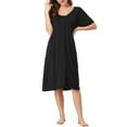 thumbnail image 2 of NOMADIC NOOK Womens 2 Packs Short Sleeve Nightshirt Button Up Midi Nightgown, 2 of 5
