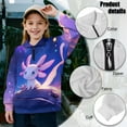 thumbnail image 6 of Uorisanigo Kids Girls Sweatshirt Casual Long Sleeve Zipper Sweatshirt Oversized Purple Starry Axolotl Pullover Tops Teen Girl School Athletic Tops Fall Fashion Outfits Clothes, 6 of 7