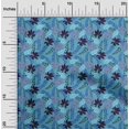 thumbnail image 2 of oneOone Silk Tabby Blue Fabric Tropical Leaf Craft Projects Decor Fabric Printed By The Yard 42 Inch Wide, 2 of 5