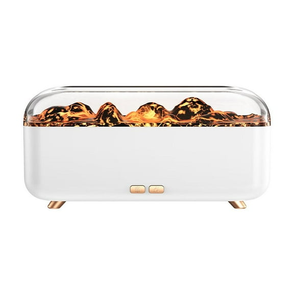 2-in-1 Ultrasonic Essential Oil Diffuser & Salt Lamp, Volcano Fire Flame Aromatherapy Diffuser Cool Mist Humidifier with Auto Off Function, Electric Diffusers For Home