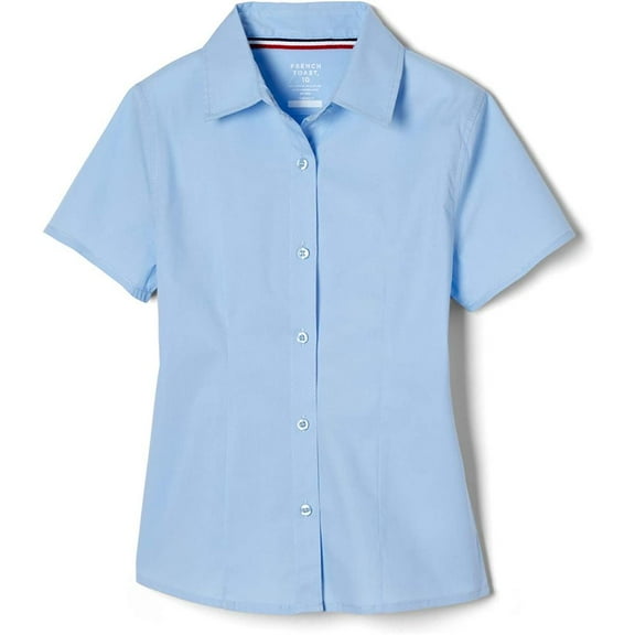 French Toast Junior Girls Short Sleeve Stretch Button Down Blouse