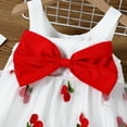 thumbnail image 5 of XAOFW Girl's Summer Dresses Sleeveless Crewneck Cherry Embroidery Kids Casual Dress With Matching Hat Party Night Soft Breathable Newborn Sundress, 5 of 6