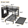 thumbnail image 2 of Full over Twin Bunk Bed with Built-in Wardrobe,Heavy Duty Metal Bunk Bed with Trundle,Foldable Desk, Ladders,Noise-reduced design, Black, 2 of 10