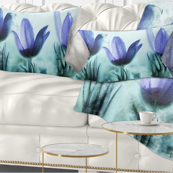 Designart 12" x 20" Purple Polyester Throw Pillow