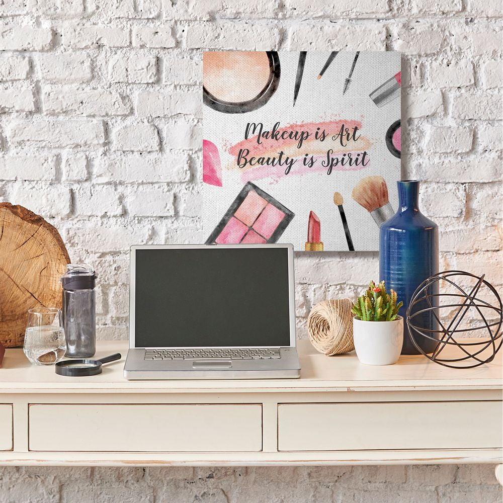 Stupell Industries Makeup Is Art Fashion Modern Watercolor Word Design XL Canvas Wall Art by Ziwei Li